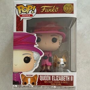 Funko Queen Elizabeth II Pop! Vinyl Figure in Pink with Corgi